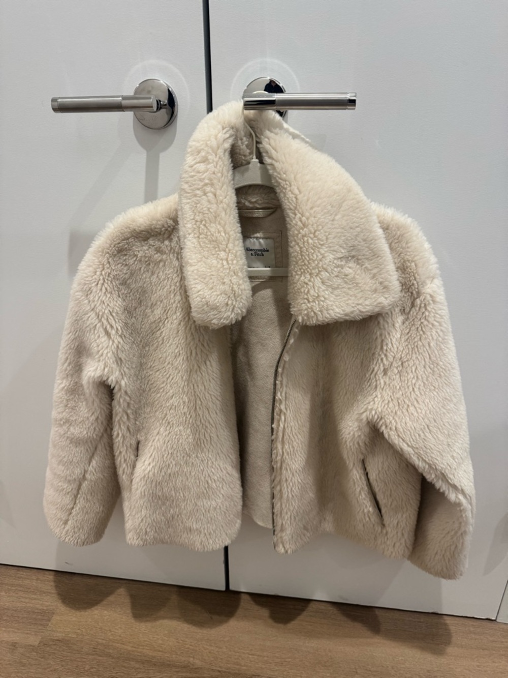 Abercrombie & Fitch Cream Faux Shearling Zip Jacket